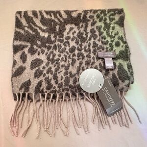 NWT 100% Cashmere Leopard Scarf – charter club - Neutral Gray NWT